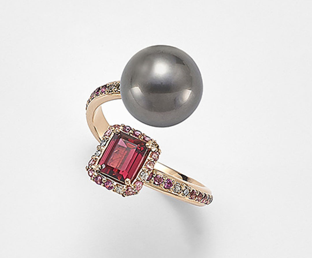 Golay an 18k sspb 10/11 ct.0,16 brown diam, pink tourmaline and rhodolite GA0772O3SANE100