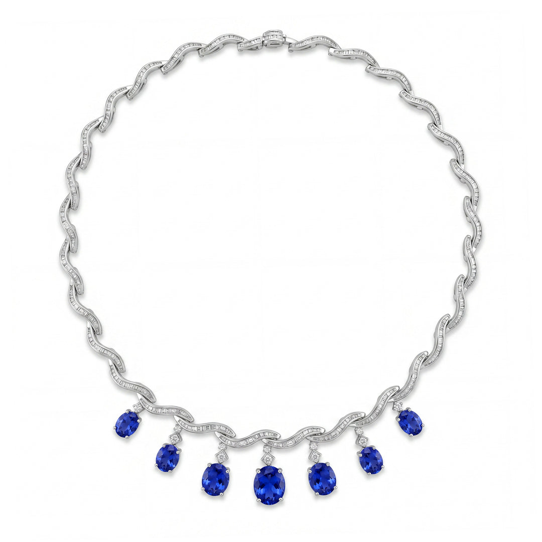 World Diamond Group vintage necklace with diamonds and tanzanite drop GPU408DTZ-25140110049