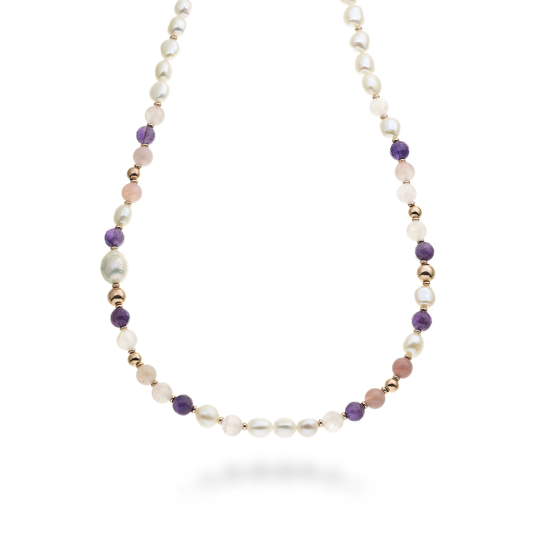 Nihama cl ag925 fw bar 9/10 nucl. 11/12 amethyst and pink opal 8mm 60 cm NC7138A3AMETISTA