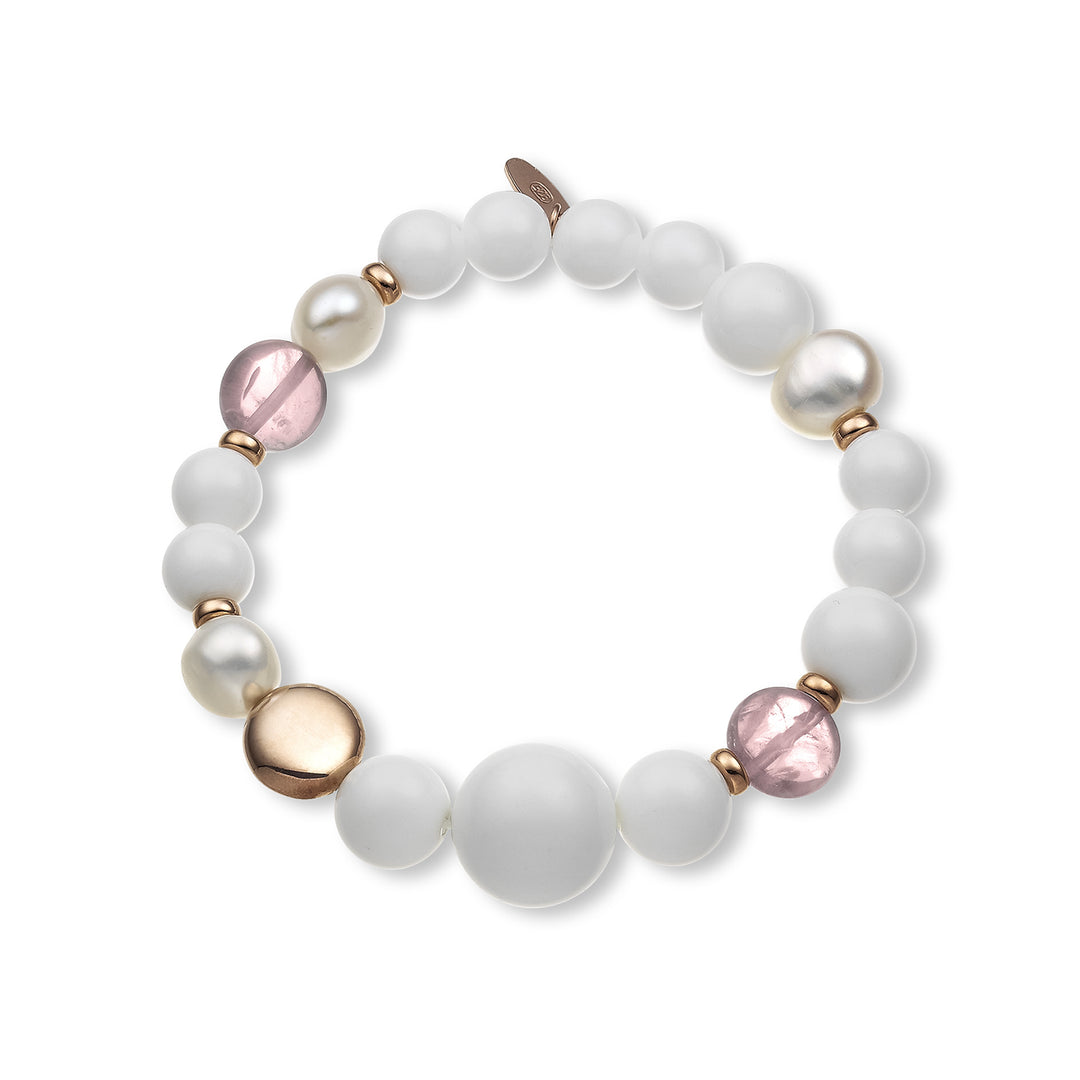 Nihama br ag925 fw bar 9/10 white agate agglomerate 8/10/14mm rose quartz NB7444A3QUARZOROSA