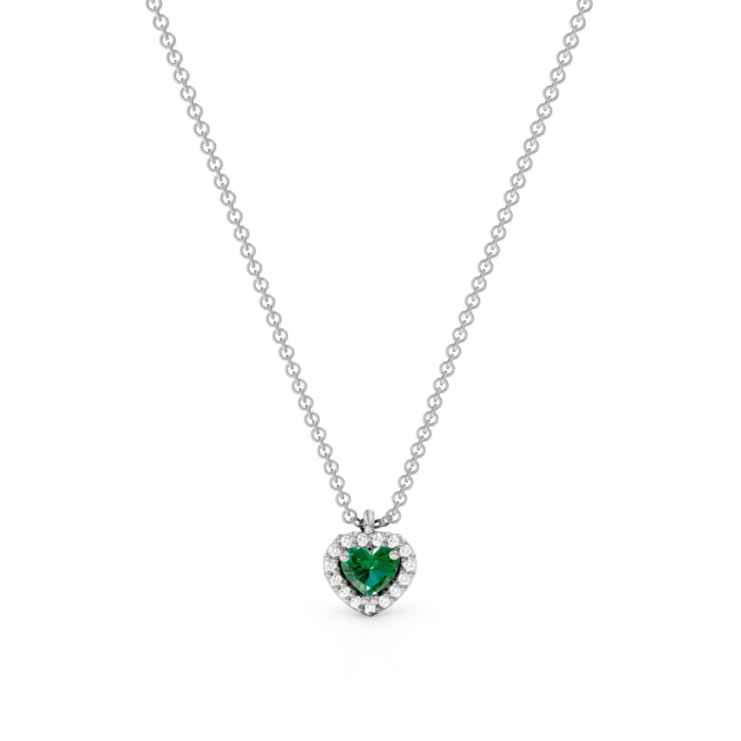 Golay necklace with central emerald heart with outline PCT003DISM1C-24304110070