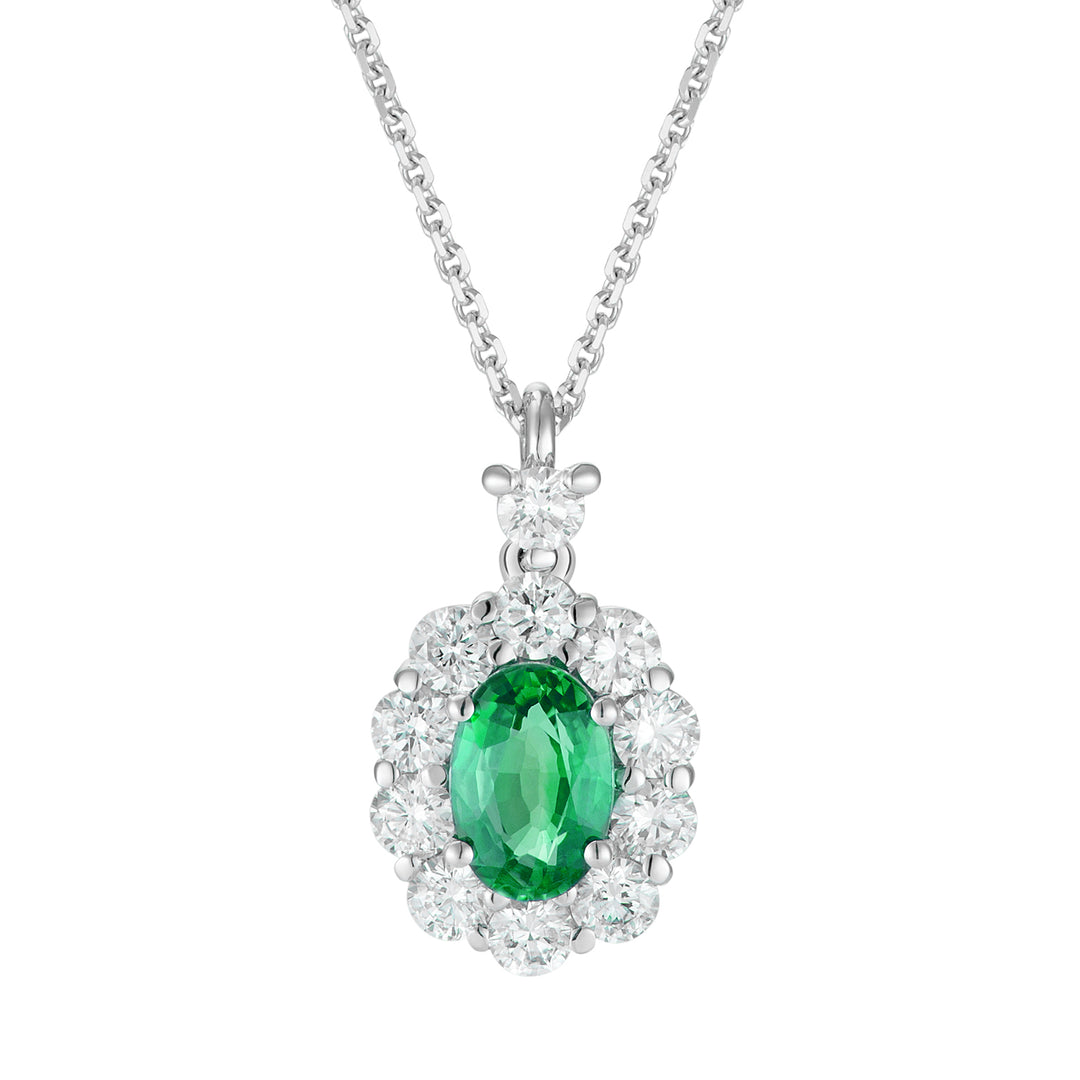 Golay 6x4 oval emerald necklace and diamond outline PCL042DISM1-23241110005
