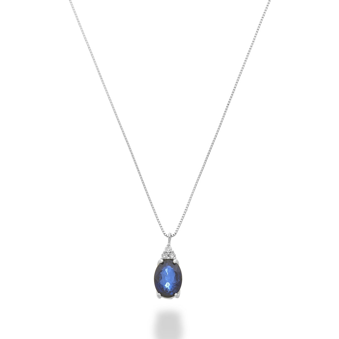 Nihama cl 9k oval sapphire 7x5 with three diamonds ND5189R4ZFD