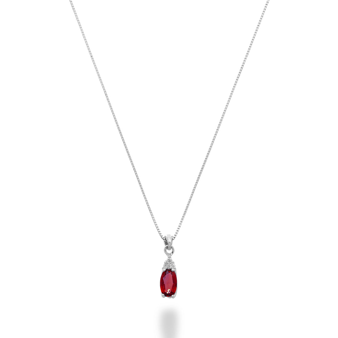 Nihama cl 9k ruby ​​n. 5x3 oval with three diamonds ND5187R4RBN028