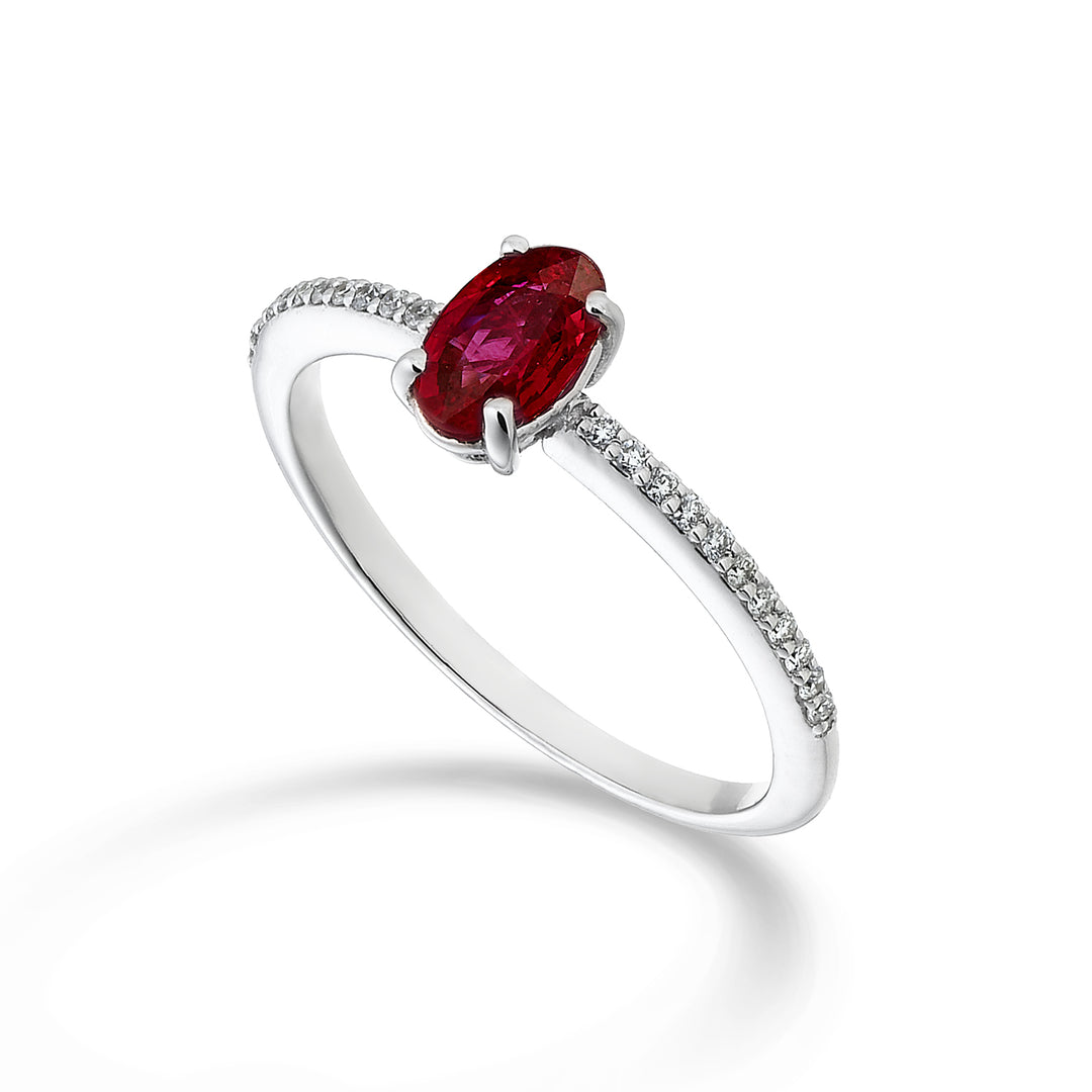 Nihama an 18k ruby ​​n. oval 6x4 ct.0.46 diam. ct.0.08 NA5102O4RBN046
