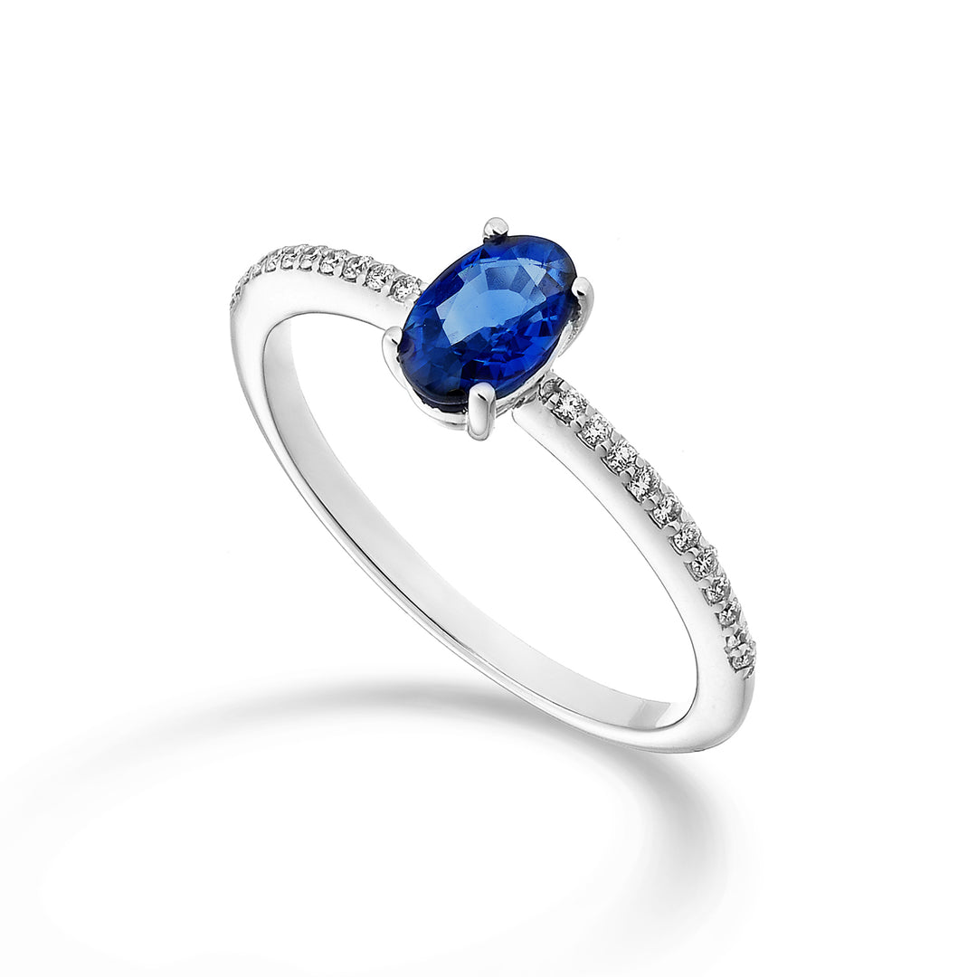 Nihama an 18k sapphire no. oval 6x4 ct.0.57 diam. 0.08 ct NA5102O4ZFN057