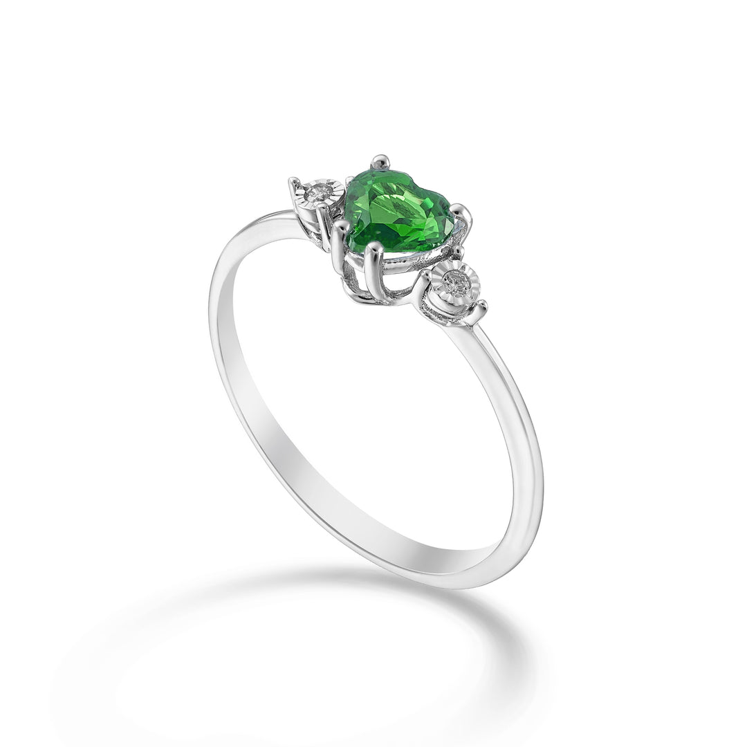 Nihama an 18k emerald n. 5x5 heart and side diamonds NA5215O4SMN031
