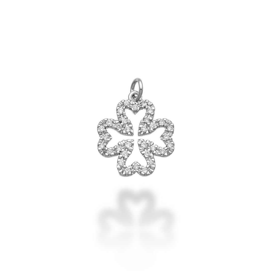 World Diamond Group large four-leaf clover pendant 18k ct.0.17 g vs white gold GPEN224DIO4