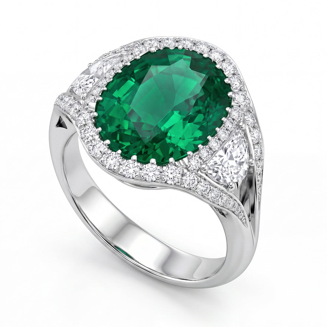 World Diamond Group emerald ring 3.64 ct and 1/2 moons APU087WDISM-16182110077