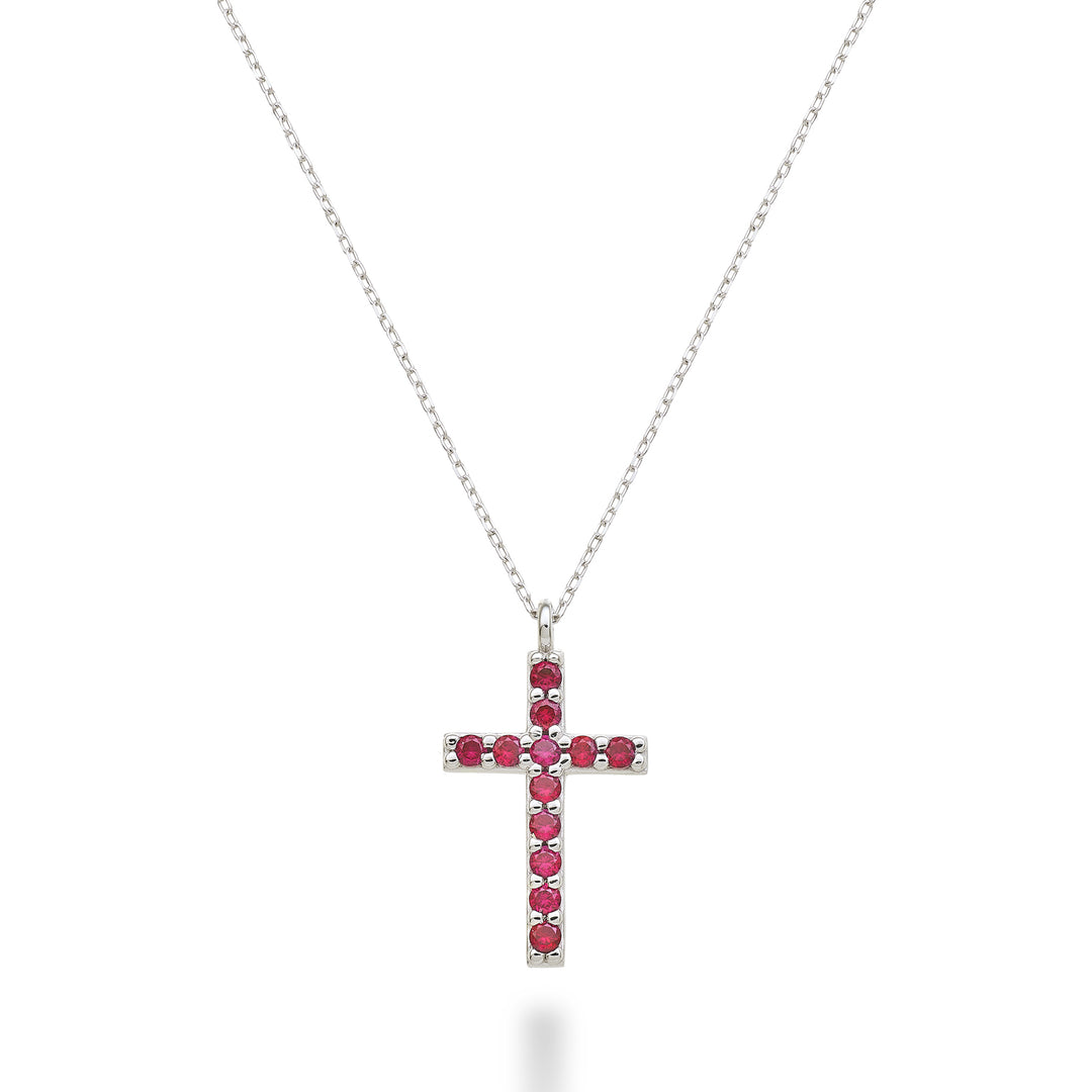 Nihama cl 18k cross size 4 (1.7 cm) white gold with rubies 0.25 ct NDCRO4O4RBR