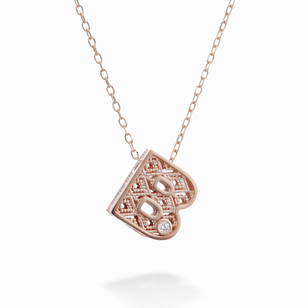 Nihama cl 18k letter b rose gold diam. ct.0,01 NDLETBO3