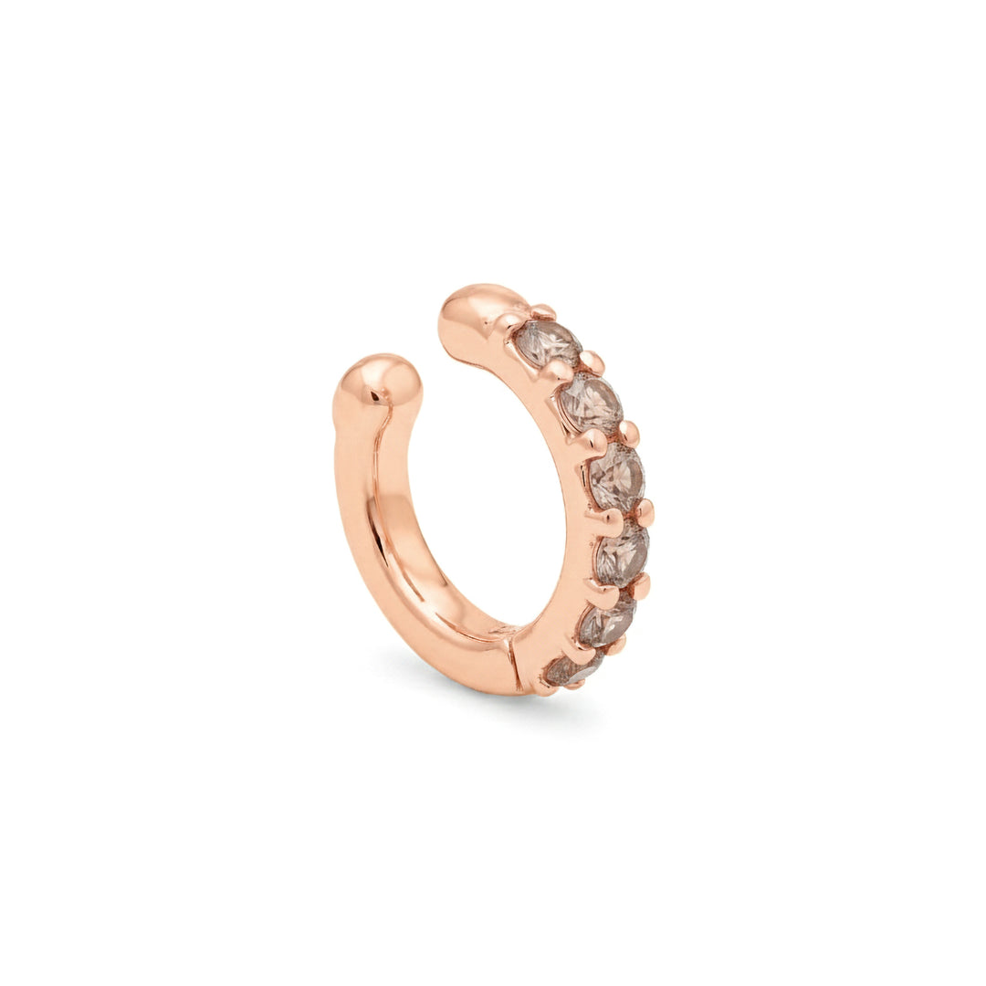 X-Diamond or ear cuff 9kt spring with six brown diamonds, in rose gold LXDOEC780R3BW028