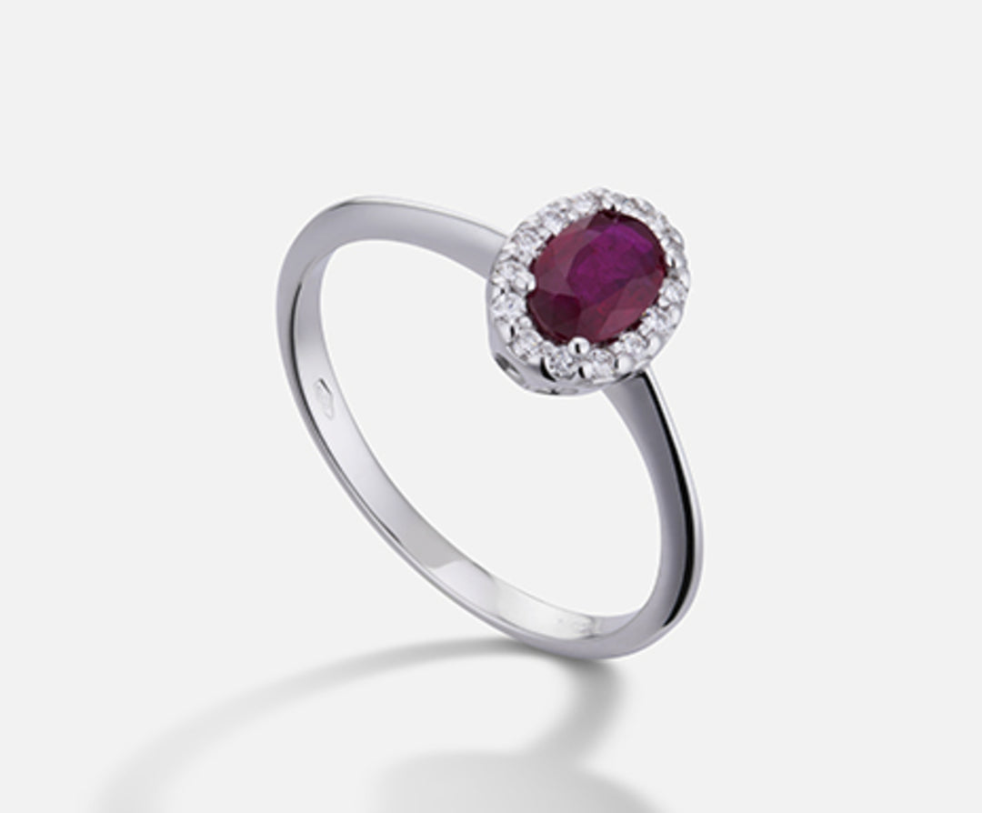Nihama an 18k ruby ​​n. oval 6x4 ct.0.46 dia ct.0.09 NA5115O4RBN046