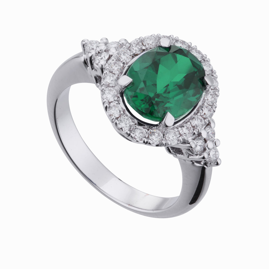 X-Diamond an 18kt lab g.d. lab emerald ov 8x10 ct. 2.20 diam ct. 0.50 LXDACLC131DSMRO4