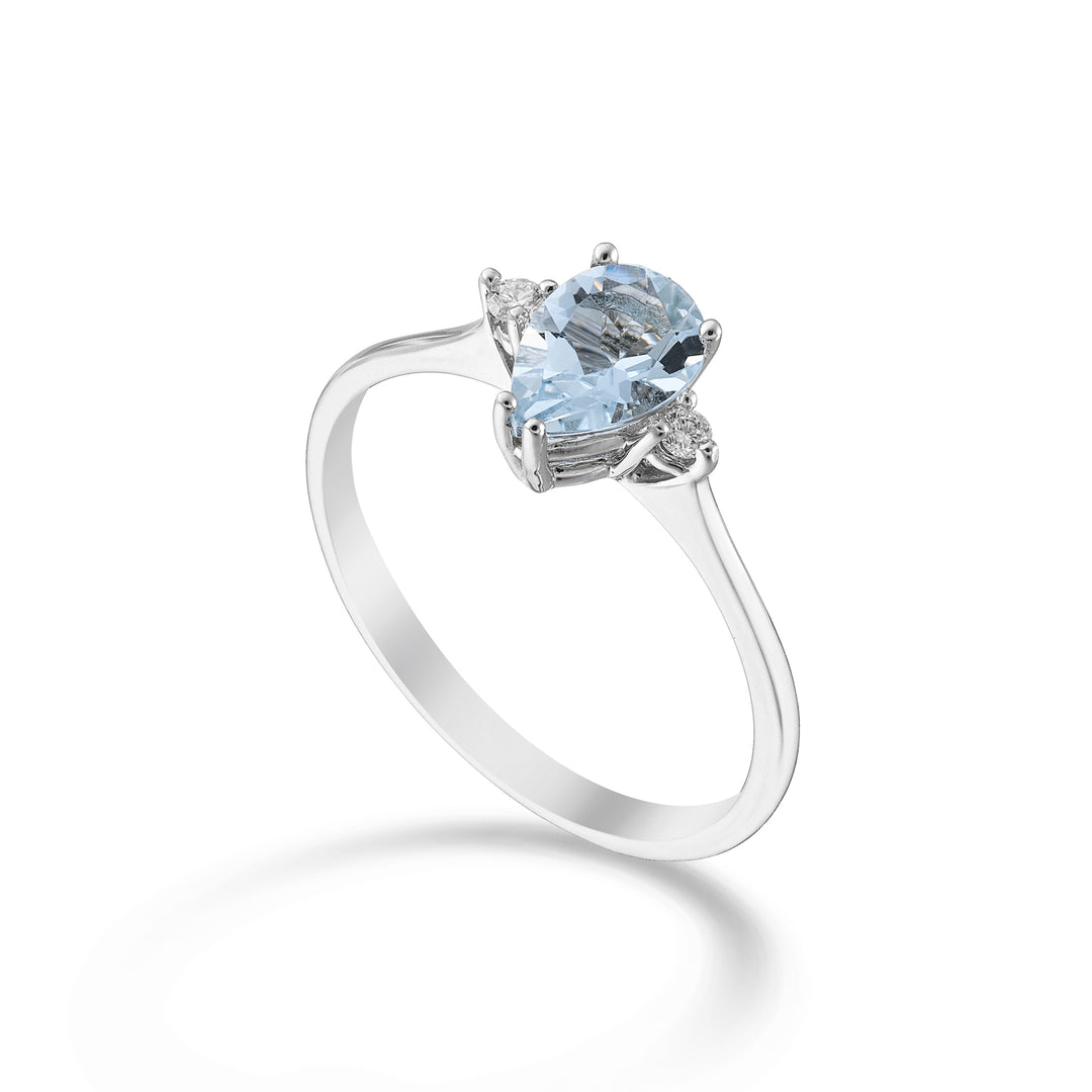 Mikiko an 9k aquamarine drop 7x5 and side diamonds MA5216R4AM
