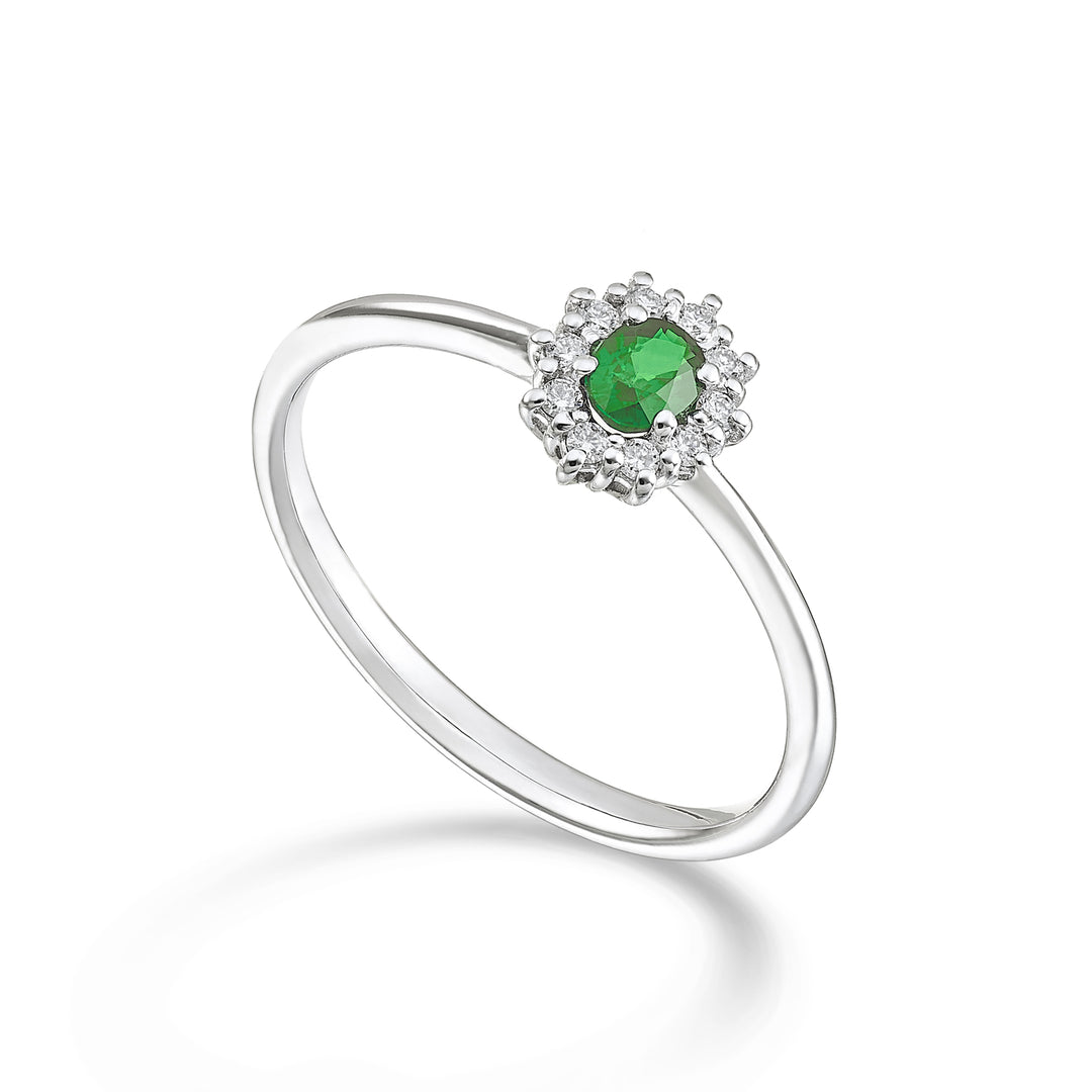 Nihama an 9k nat. emerald. oval 4x3 ct.0.15 diam. 0.08 ct NA5166R4SMN