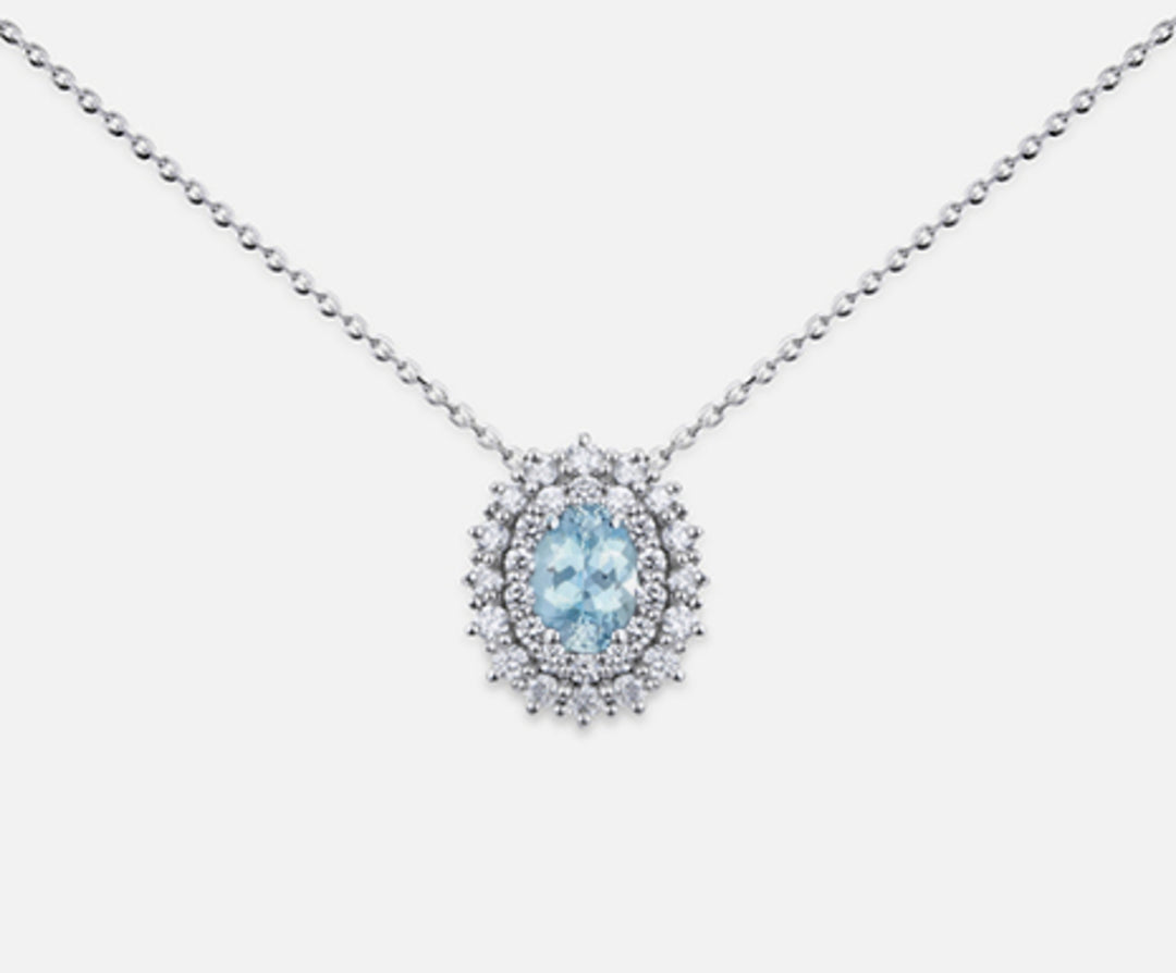 Nihama cl 18k oval aquamarine 6x4 ct.0.30 dia ct.0.37 ND5060O4AM