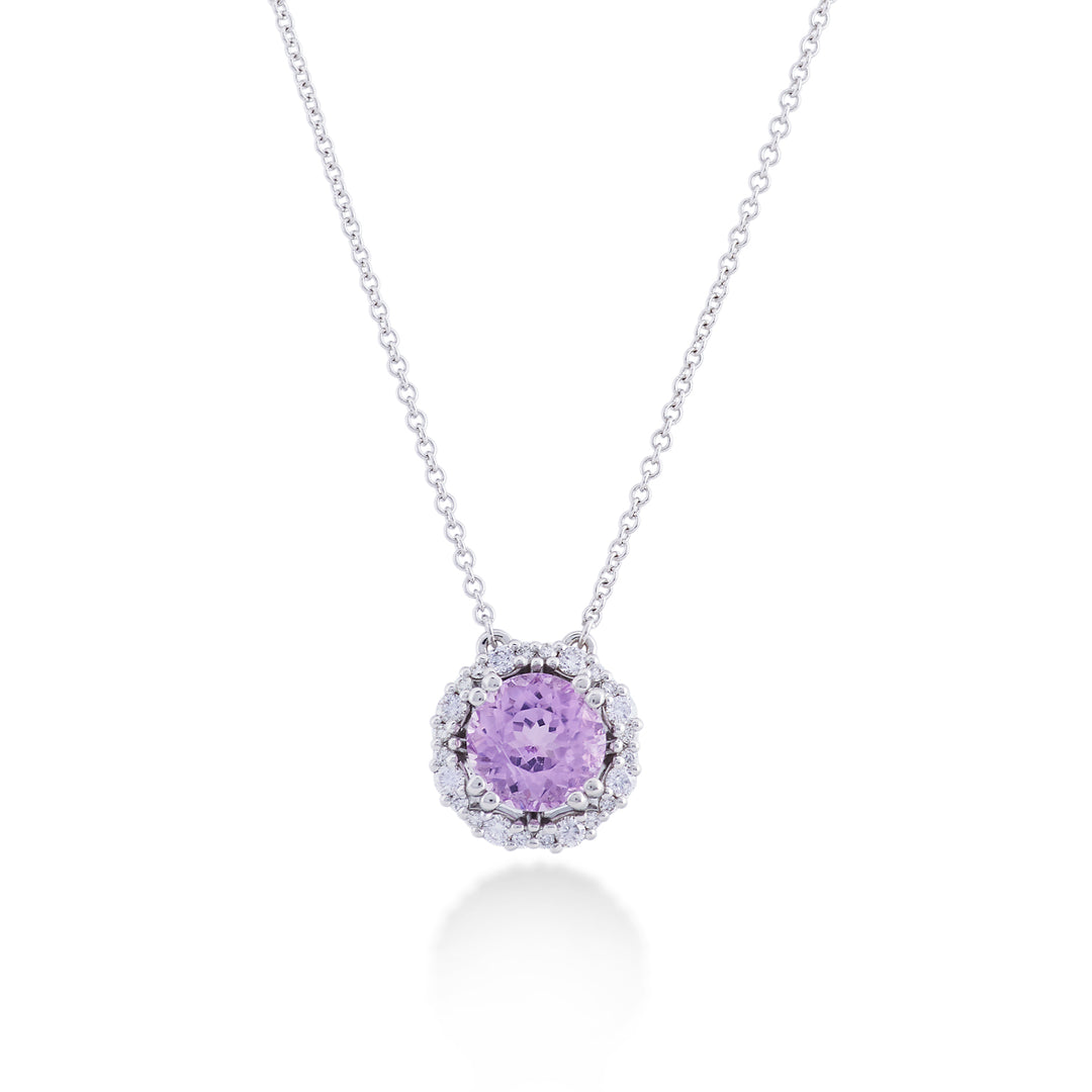 Nihama cl 18k round kunzite 8mm ct.2.62 diam. ct.0,30 NDCLC087DIKZ1O4.262