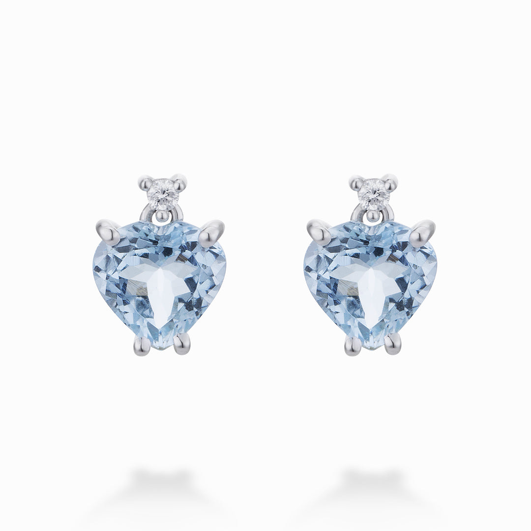 World Diamond Group 7x7 heart aquamarine and diamond earrings OCL198DIAQ77-23076110152