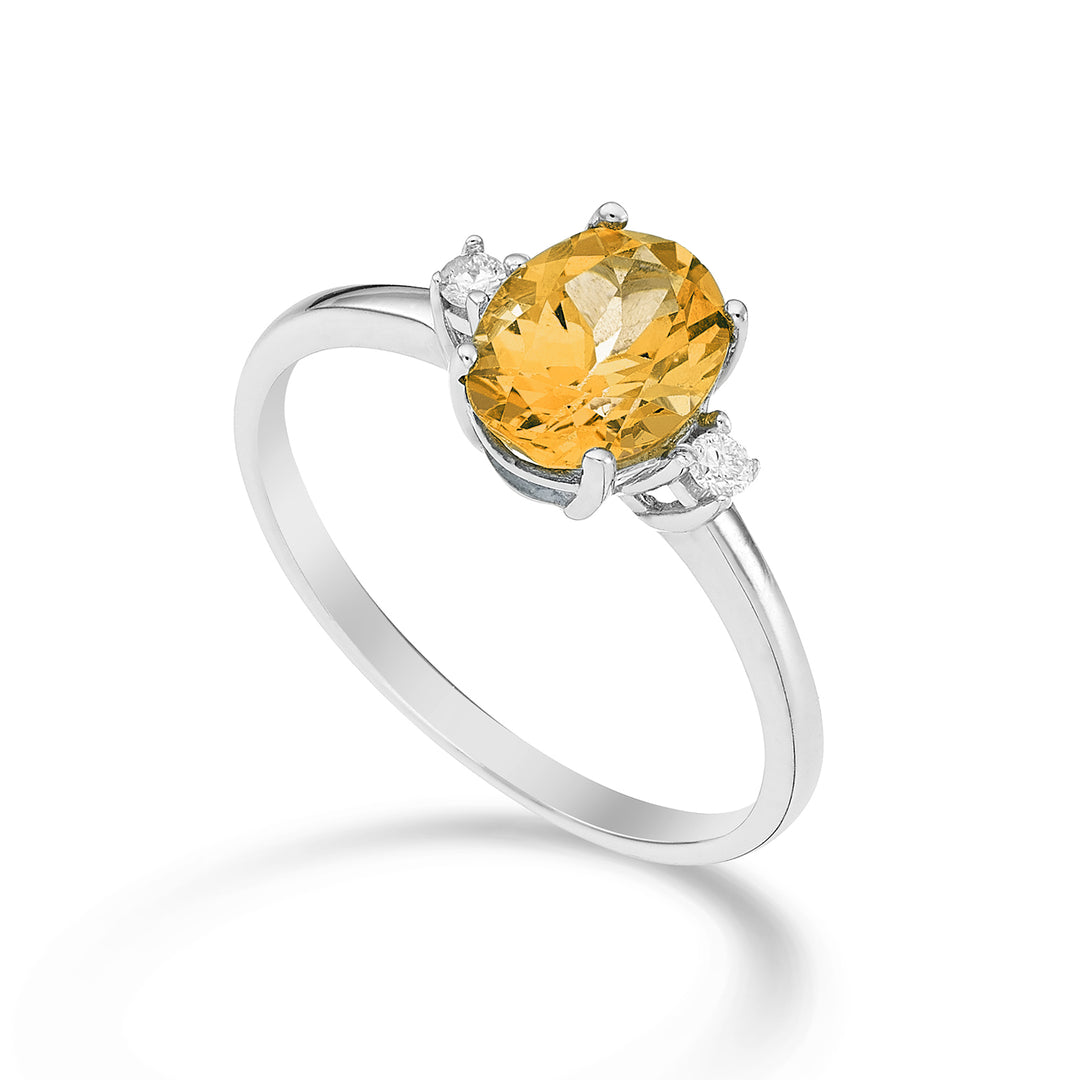 Nihama an 18k oval citrine 8x6 ct.1,10 diam. 0.05 ct NA5074O4CITR