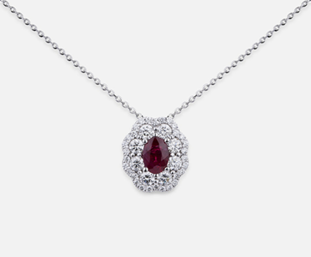 Nihama cl 18k ruby ​​n. oval 6x4 ct.0.57 dia ct.0.63 ND5057O4RBN057
