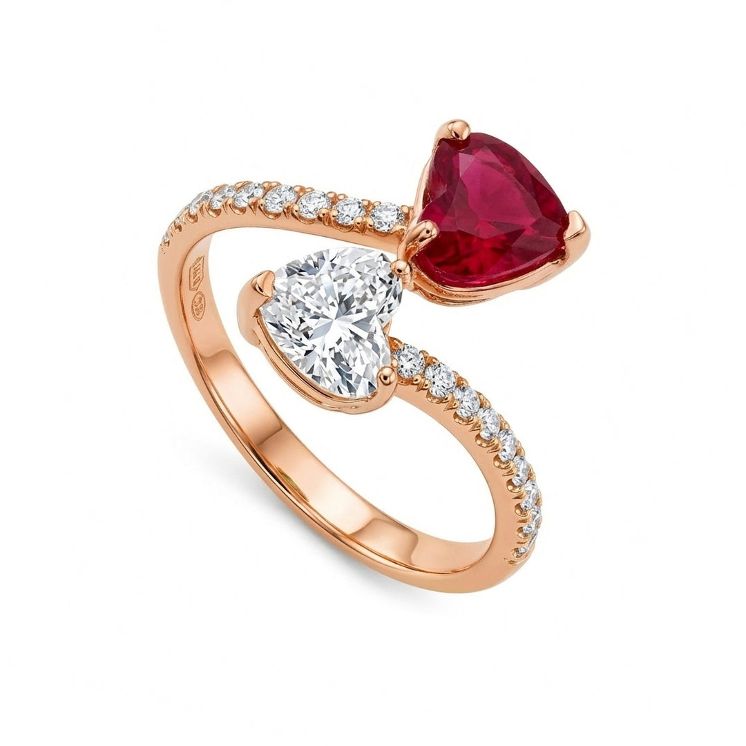 Golay bilogy ring contrary hearts rub 6x5 and diamond ABL846DRU65R-26072110151