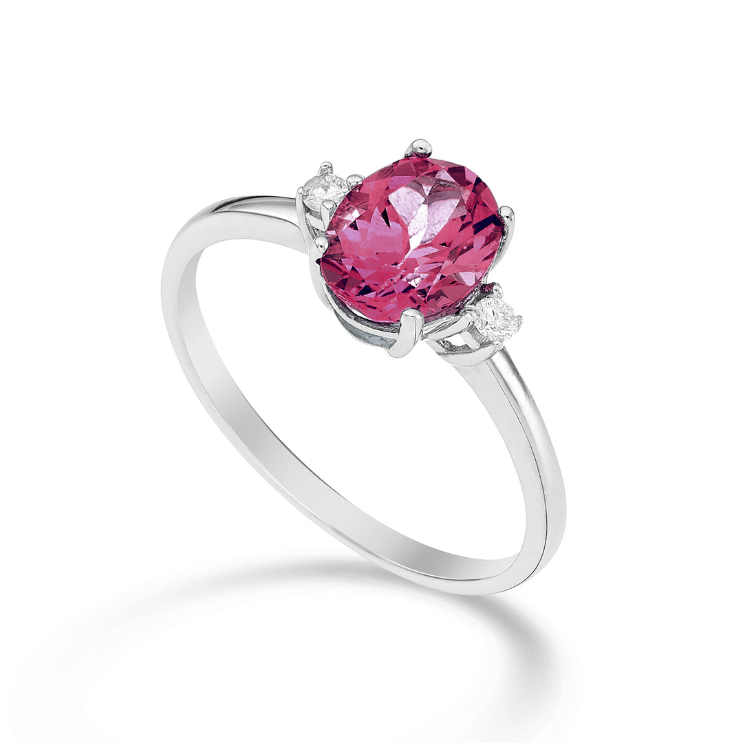 Nihama an 18k oval pink topaz 8x6 ct.1,40 diam. 0.05 ct NA5074O4TPPK