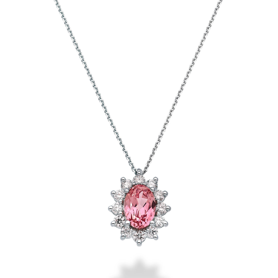 Nihama cl 18k oval pink sapphire 7x5 ct.0.80 diam. 0.30 ct ND5048O4ZFRP