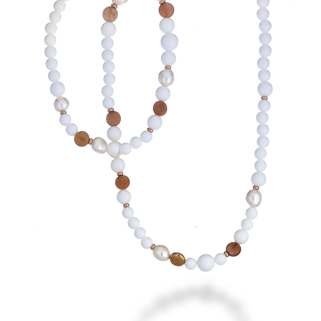 Nihama cl ag925 fw bar 9/10 white agate agglomerate 8/10/14mm moonstone 80 cm NC7125A3PIETRALUNA