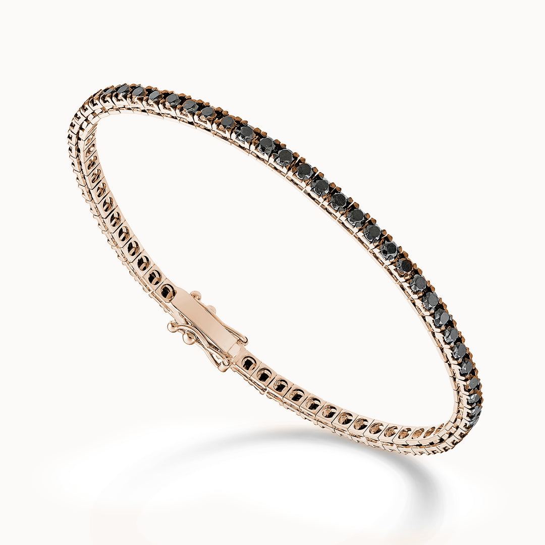 Nihama br tennis 18k black spinel 3.00 ct rose gold 17.5 cm - 70 settings NBTQ250SBKO3