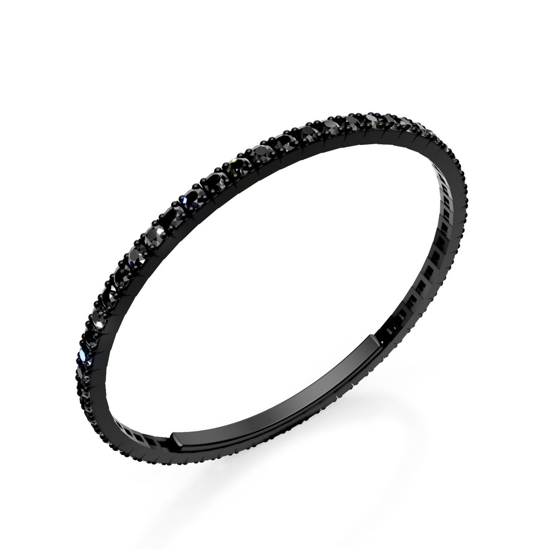 X-Diamond tennis bracelet in black titanium set entirely with black diamonds, with butterfly clasp, 18cm, third size LXDBRT013BKNE-180