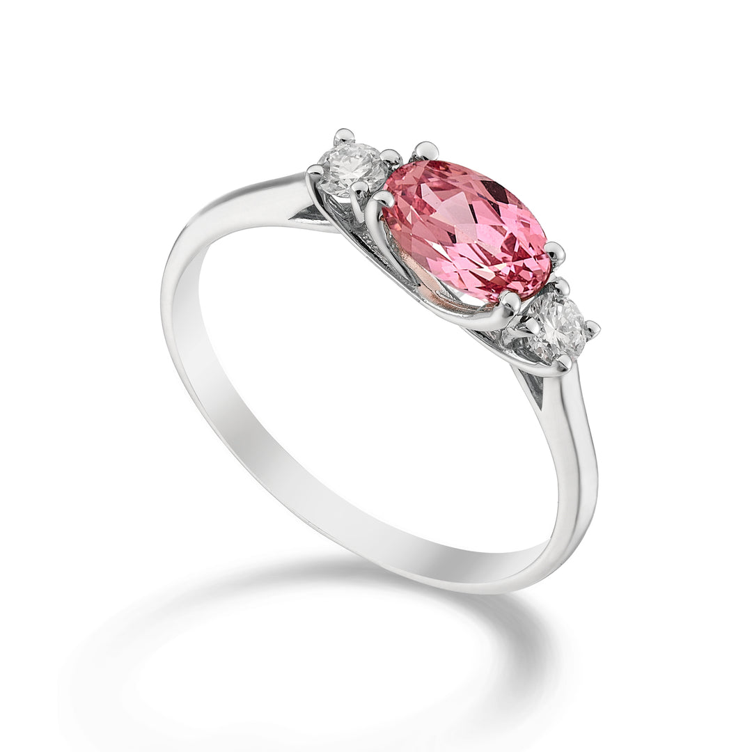 Nihama an 18k oval pink sapphire 7x5 ct.0.80 dia ct.0.16 NA5113O4ZFRP