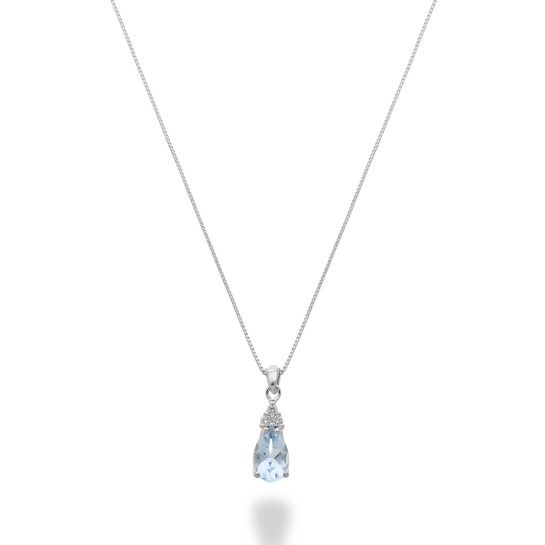 Nihama cl 18k aquamarine drop 6x4 with three diamonds ND5192O4AM