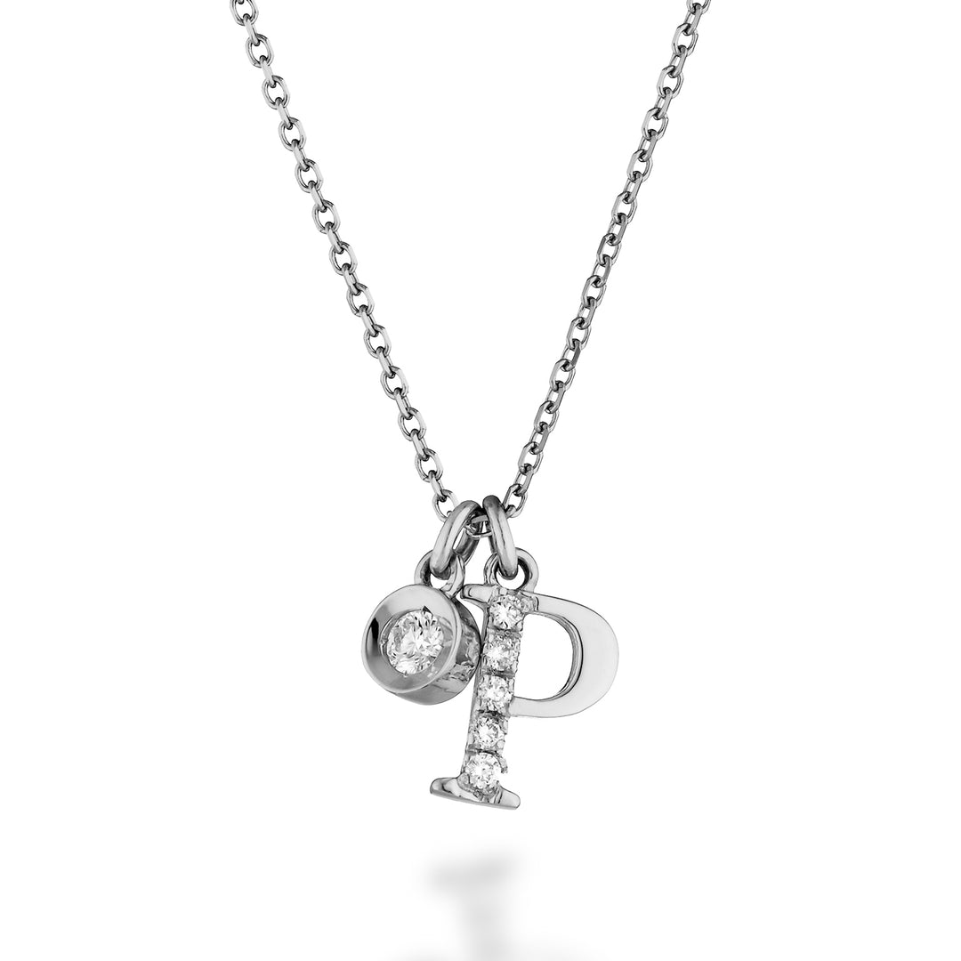 Golay cl 9k letter p white gold diam. ct.0,06 GPLPDR4