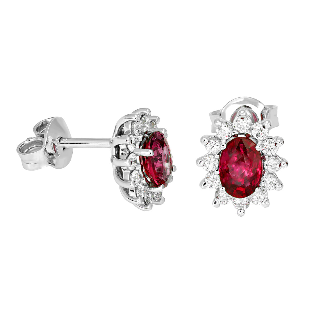 Golay 4x6 oval ruby earrings and diamonds OCL020WDIRU-21123110028
