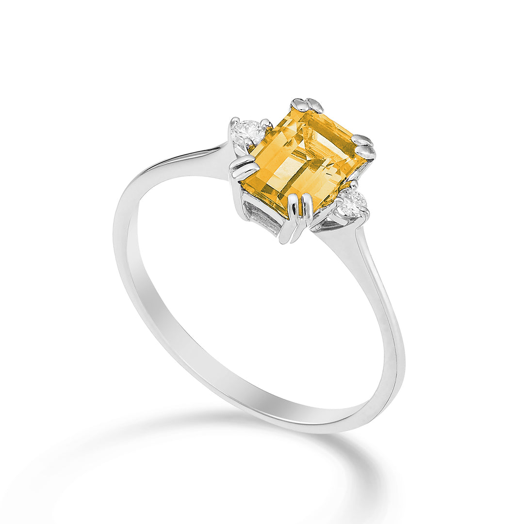 Nihama an 18k octagonal citrine 7x5 ct.0.85 diam. ct.0,05 NACL090DICITR2O4