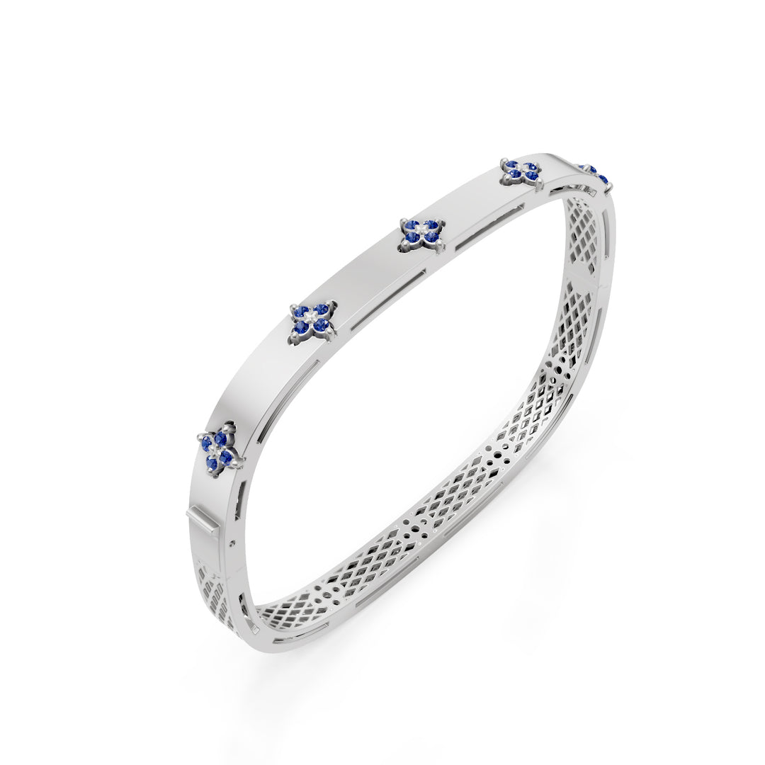 Golay rigid bracelet with white satin sapphire band BFFI03ZBSB