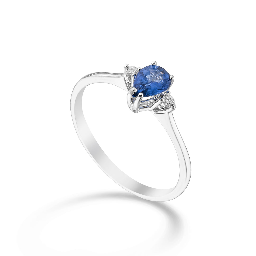 Nihama an 18k sapphire drop 6x4 and side diamonds NA5217O4ZFD
