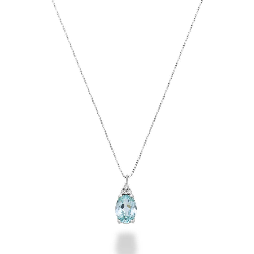 Nihama cl 18k oval paraiba tourmaline 7x5 with three diamonds ND5189O4PAR