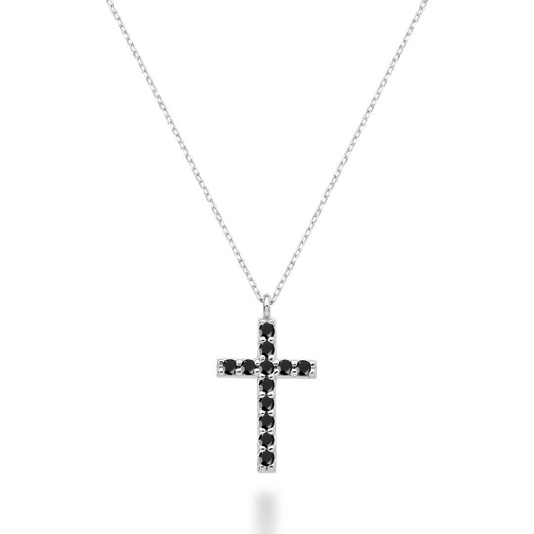 Nihama cl 18k cross size 4 white gold with black spinel 0.22 ct NDCRO4O4SBK