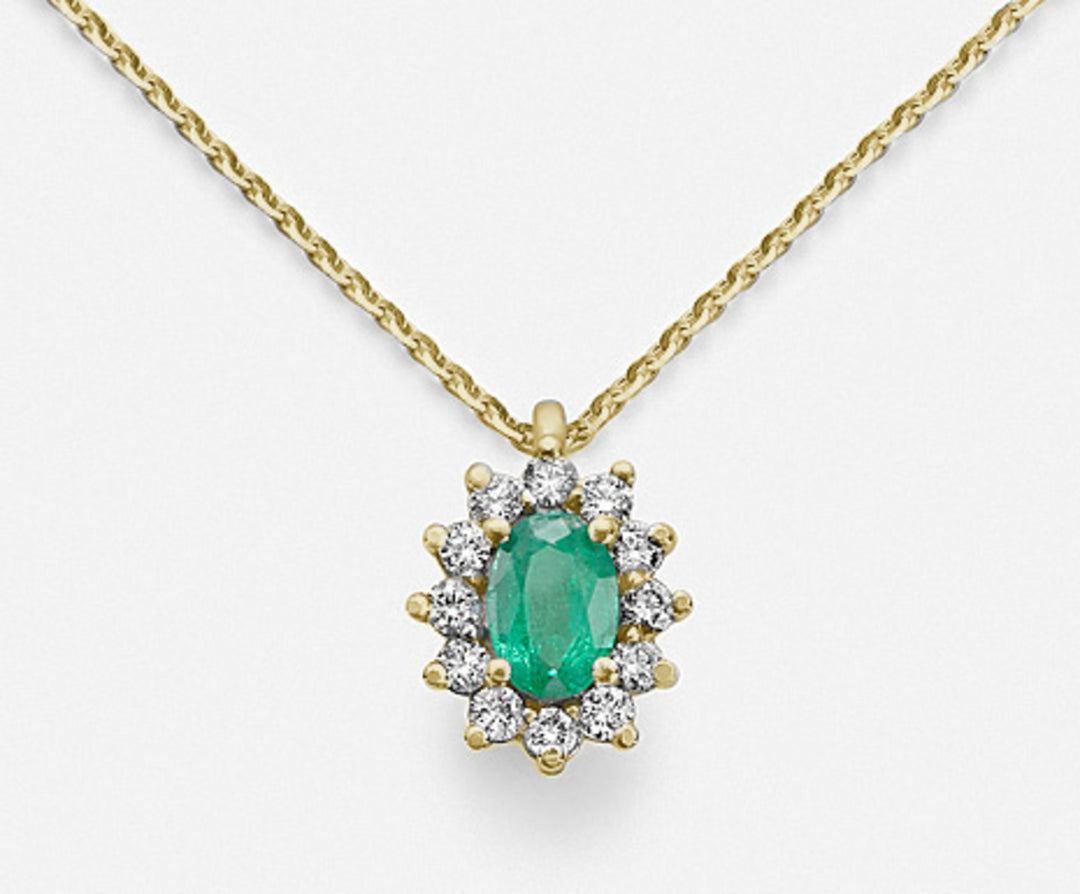Nihama cl 18k oval emerald 6x4 yellow gold 0.30 ct diam. 0.23 ct ND5047O1BE