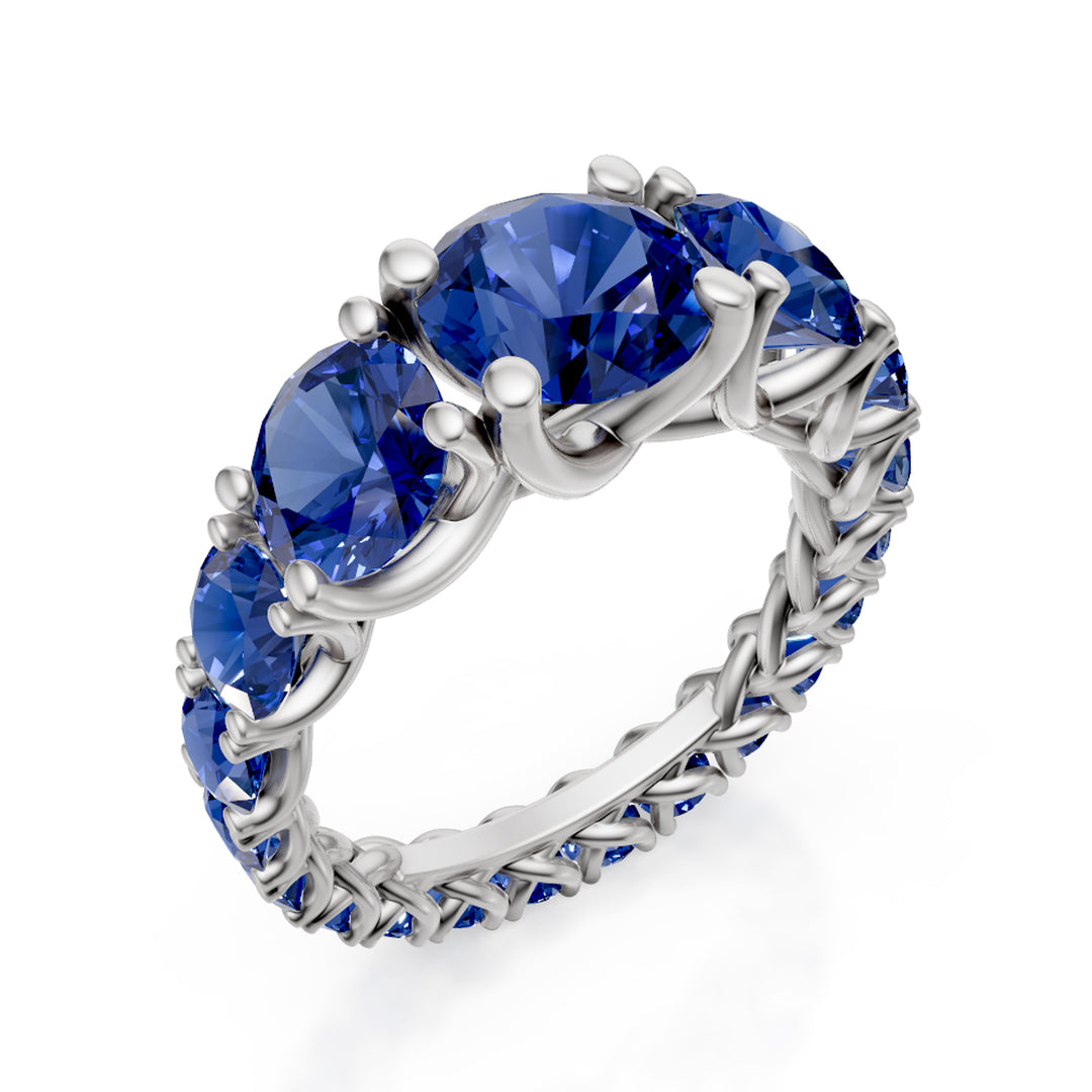 Golay scalar grace gyrodito ring with blue sapphires ABIC1498ZB