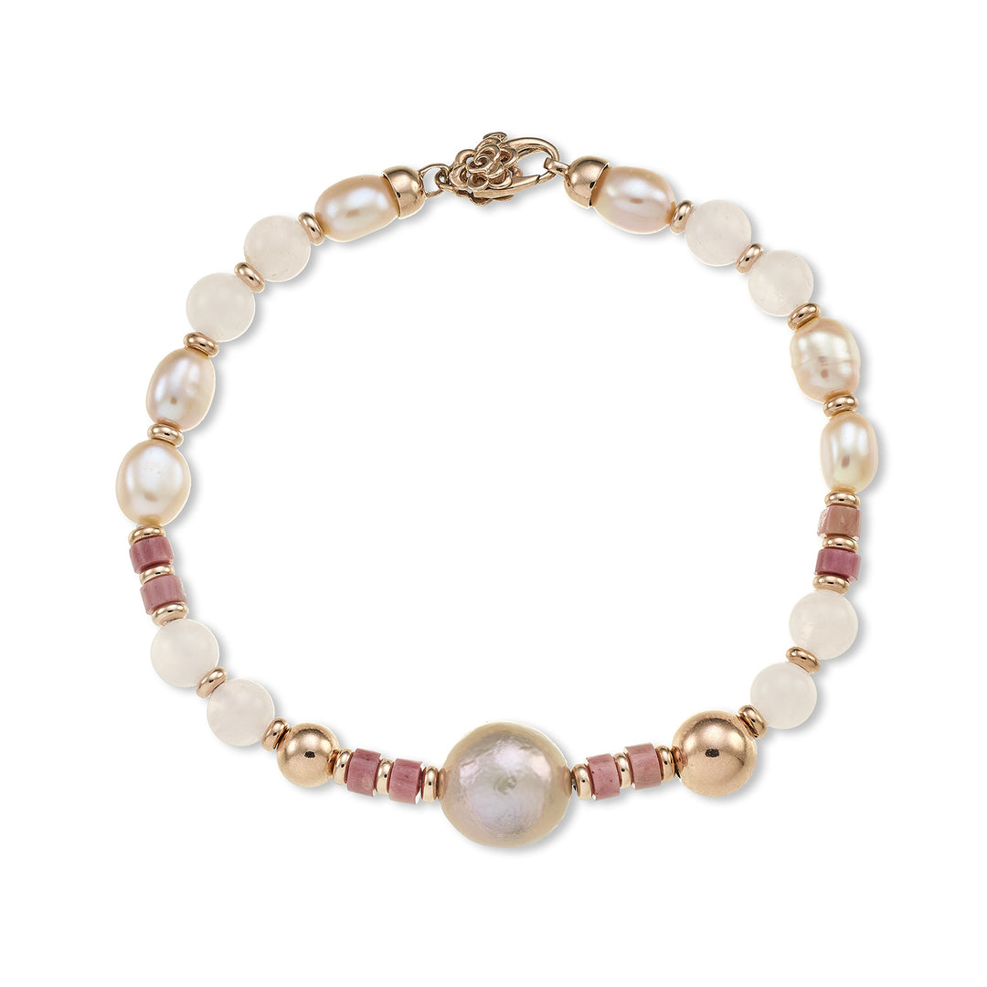Nihama br ag925 fw mu bar 6/7 nucl. 12/14 rose quartz 6mm NB7454A3QUARZOROSA