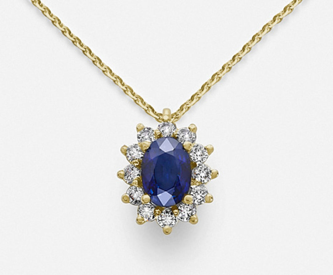 Nihama cl 18k sapphire no. oval 7x5 ct. 0.85 diam. 0.30 ct yellow gold ND5048O1ZFN085