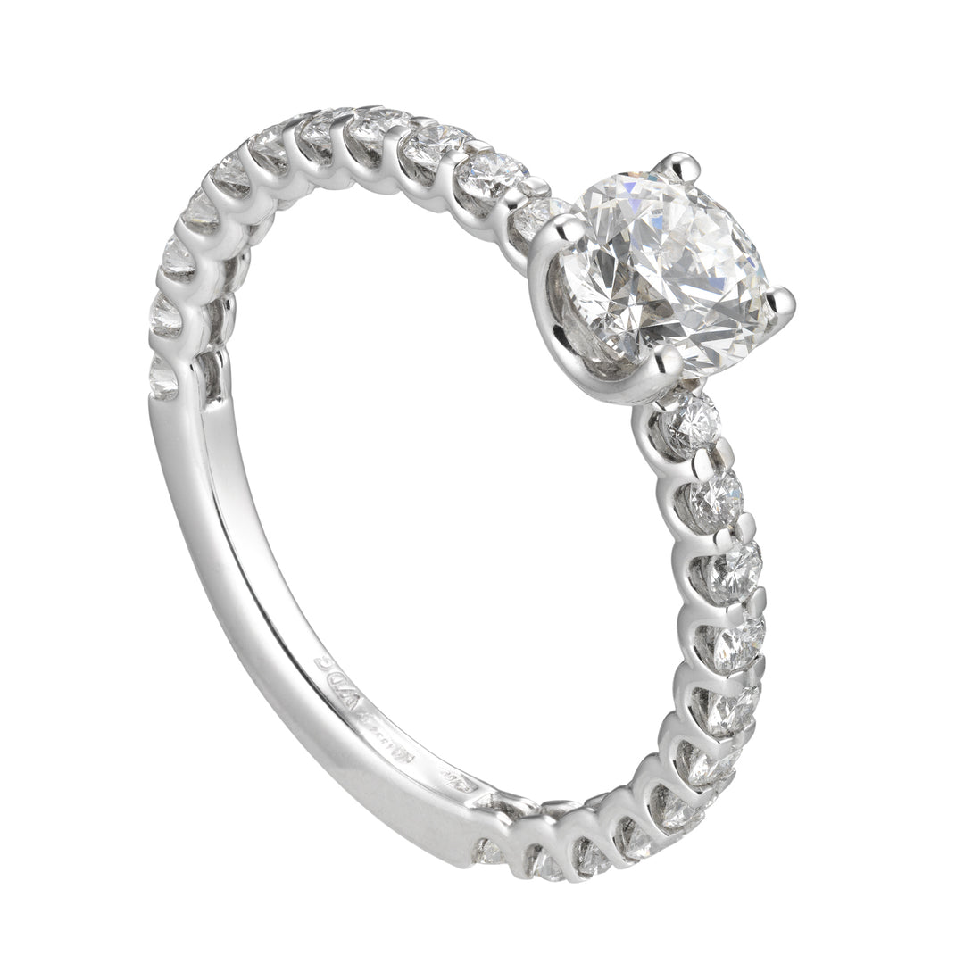 Golay solitaire ring with diamonds set on the shank AB2149-030-16335110050
