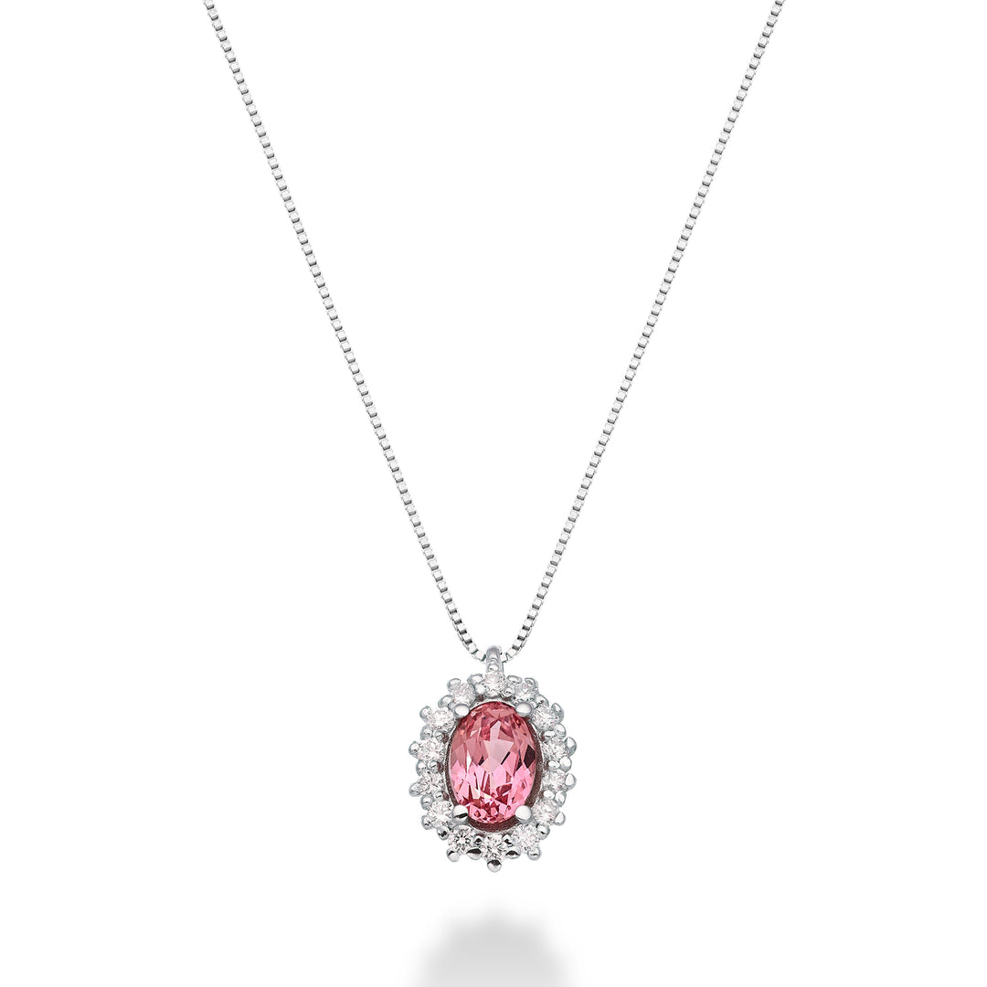 Nihama cl 18k oval pink sapphire 6x4 ct.0.60 diam. 0.13 ct ND5086O4ZFRP