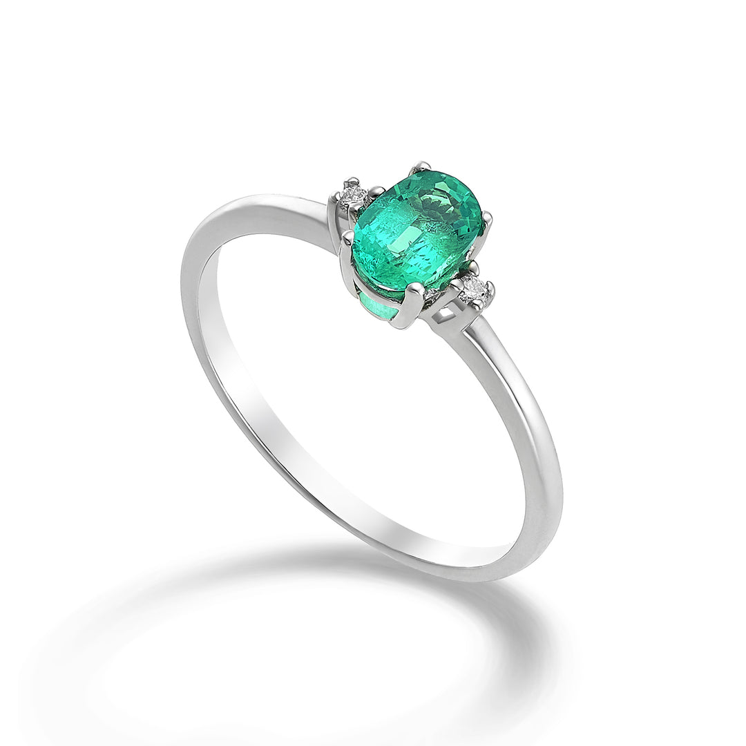 Nihama an 9k emerald n. oval 6x4 ct.0.45 diam. 0.02 ct NA5072R4SMN045