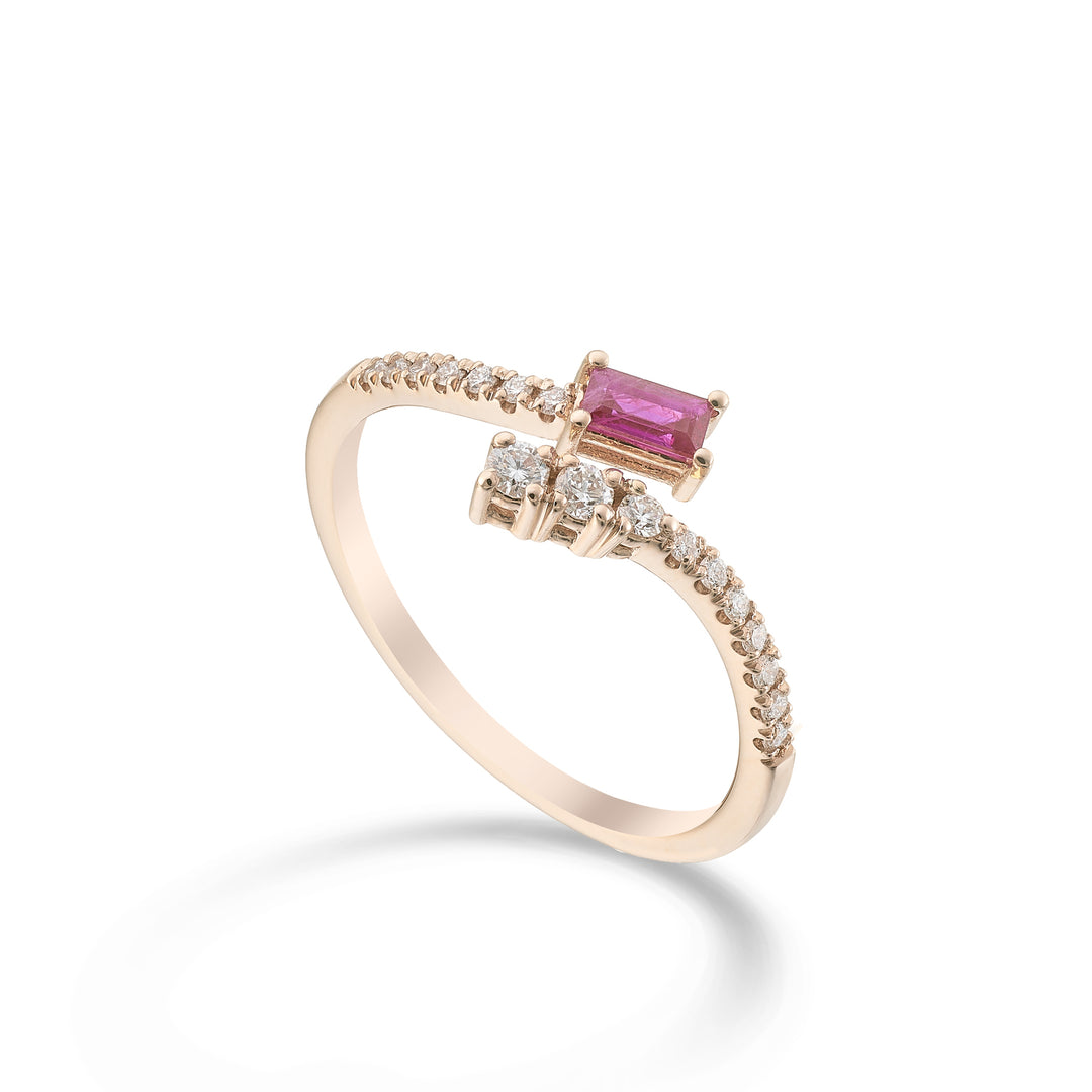 Golay ring with diamonds and ruby baguette 4x2 AMP785DRUR-26016110080