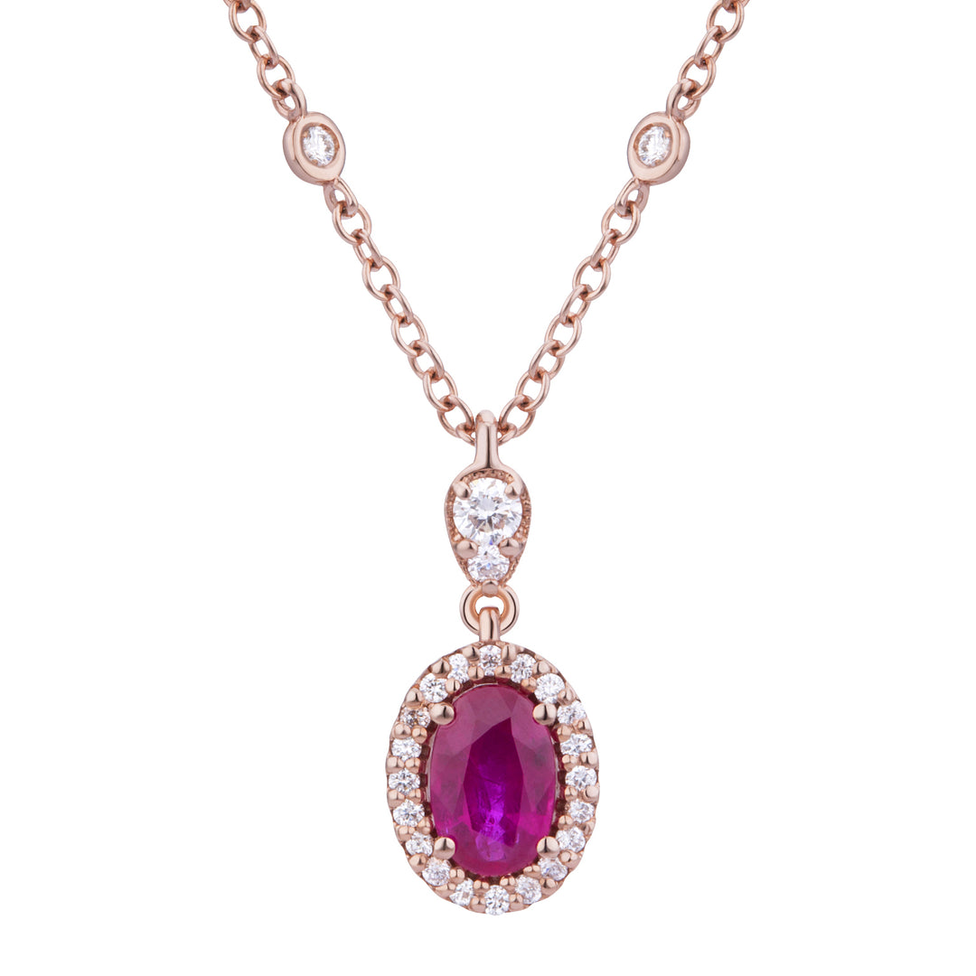 Golay oval ruby ​​necklace 6x4, contour and diam. drop GRB201RU-23017110025