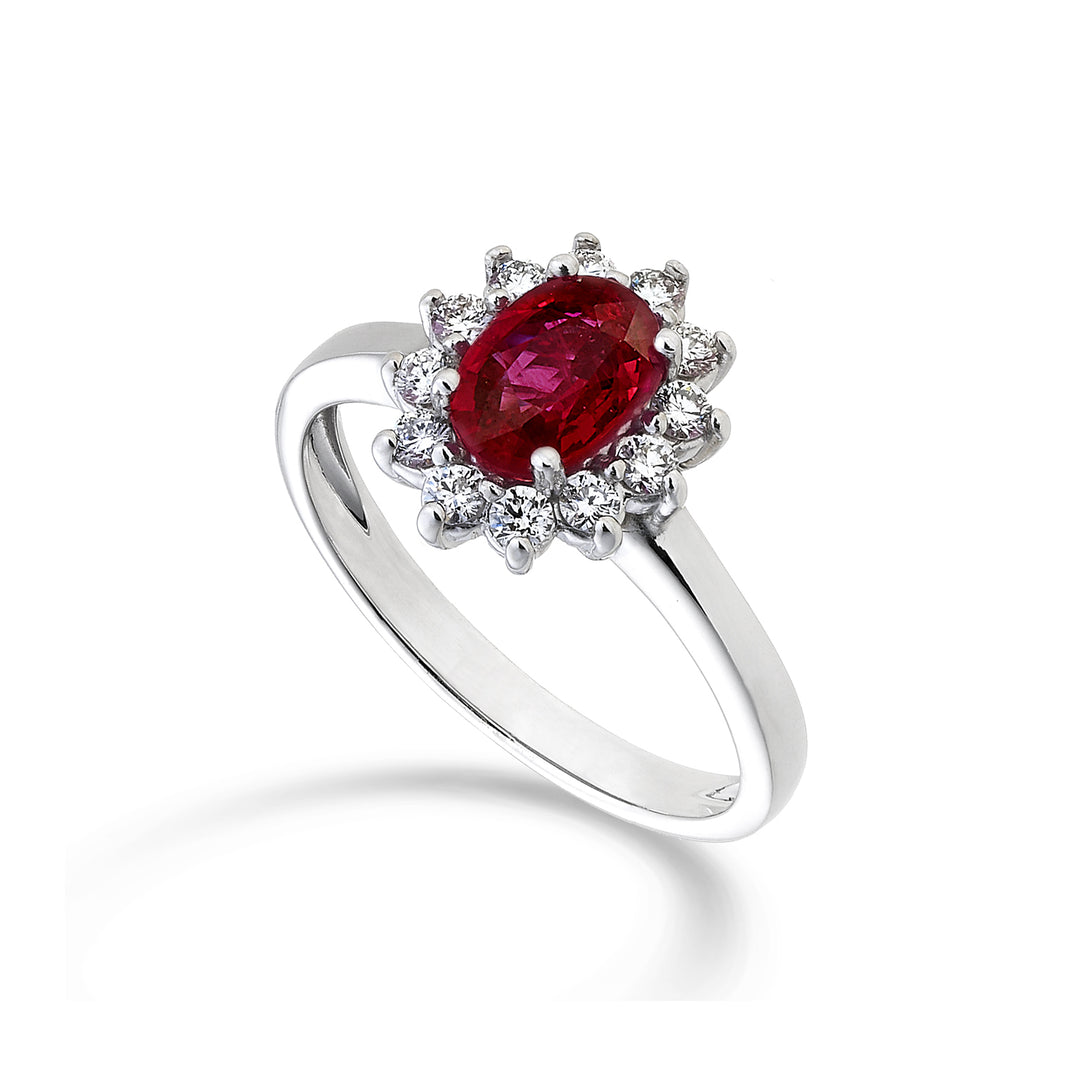 Nihama an 18k ruby ​​n. oval 7x5 ct. 0.85 diam. 0.30 ct NA5094O4RBN085